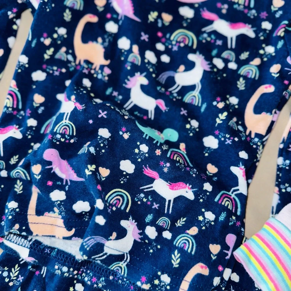 2 Pajama Sets Unicorn Girl PJ Size 3-6m Baby Girl PJ Bundlee 6 Month